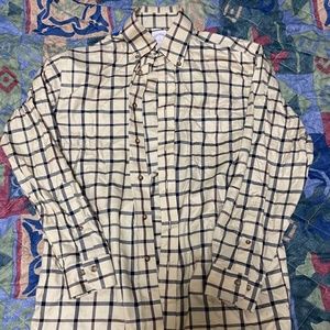 Brooks Brothers Tan Check Button-Down Shirt